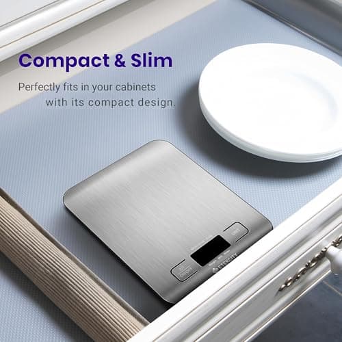 Etekcity Food Kitchen Scale, Digital Grams and Ounces for Weight Loss, Baking, Cooking, Keto and Meal Prep, LCD Display, Medium, 304 Stainless Steel 5