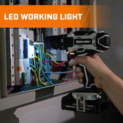 Bielmeier 20V MAX Cordless Electric Drill Set with LED Light - Electric Drill, Variable Speed, 64+1 Position, 3/8" Keyless Chuck, Flex Shaft, 28pcs Drill Bits, Battery & Charger Included 6