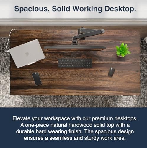 Desky Dual Hardwood Sit Stand Desk - 60x30 Adjustable Standing Desk - Ergonomic Sit & Stand Up Desk - Electric Standing Desk - Adjustable Height Sit Stand Desk - Walnut Real Wood Desk 7