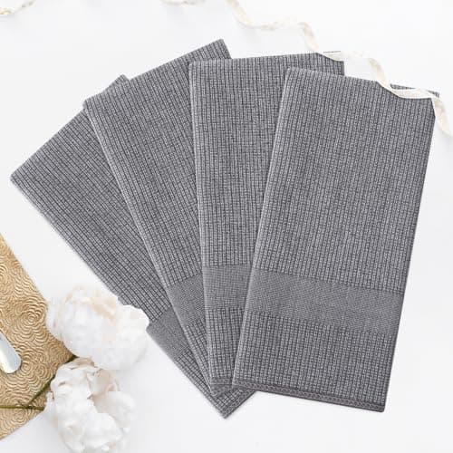 Homaxy Premium Kitchen Towels(18”x 28”, 6 Pack), Large Cotton Kitchen Hand Towels, Flat and Terry Dish Towels, 380 GSM Highly Absorbent Tea Towel Set with Hanging Loop, Grey 7
