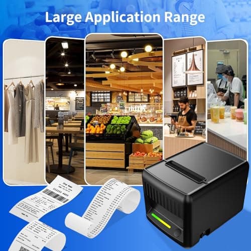 YIRIGUI POS Receipt Printer, 80mm Thermal Printer with Auto Cutter, Large-Capacity Paper Bin, Wall-Mountable, High-Speed Printing, Compatible with Cash Drawer, Fits Catering/Retail/Logistics 8