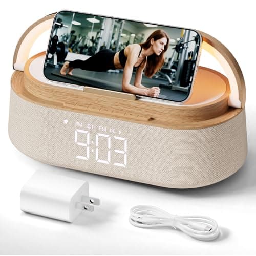 FREEFISH Bluetooth Speaker with Wireless Charge FM Radio 2500mAh Battery, LED Night Light Suitable for Home,Bedroom,Office,Gifts
