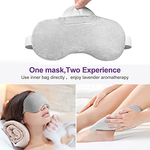 Umisleep Lavender Eye Mask, Aromatherapy Weighted Sleep Mask for Dry Eyes Men Women, Microwave Heated Hot Therapy Eye Cover Moist Compression Pain Relief, Pillow for Puffy Eyes, Sinus Pain, Grey 5