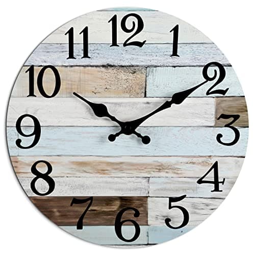KECYET Wall Clock Battery Operated 10 Inch Silent Non-Ticking Coastal Country Style Decorative for Living Room, Kitchen, Home,Bathroom, Bedroom, Laundry Room