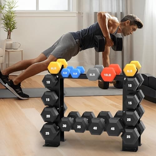 DERACY Dumbbell Rack Stand Only, 5 Tier Black Dumbbell Stand for Home Gym, Heavy Duty Steel Weight Rack Holds 8-30LB Pairs, 450LBS Capacity Free Weight Storage Organizer for Strength Training Equipment 8