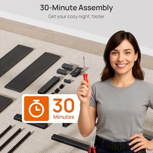 Rolanstar Full Bed Frame with Headboard, Bed Frame Full with LED Lights, Camas Full Size Bed with Charging Station, Solid Metal Slats, Noise Free, No Box Spring Needed, Black 9