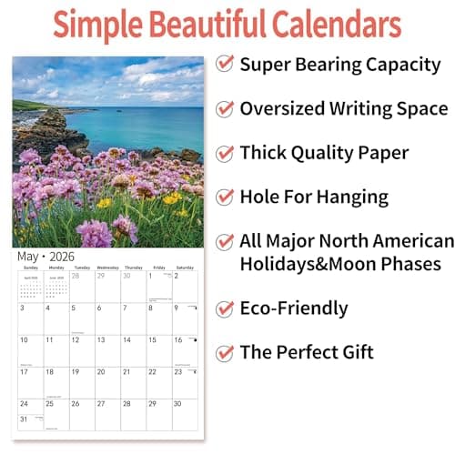 2026 Wall Calendar,Calendar 2026, January 2026 - December 2026, Wall Calendar Brilliant Seasons, 12" x 24" Opened,Full Page Months Thick & Sturdy Paper for Gift Perfect Calendar Organizing & Planning 7