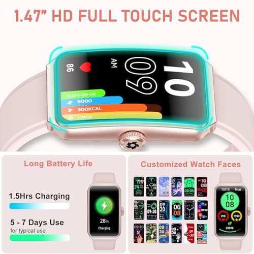 Moremore Fitness Tracker with 24/7 Heart Rate, Blood Pressure, Sleep Tracker, Calorie Tracking, Waterproof Fitness Watch, Activity Tracker with Step Tracker for Women Men, Pink 7