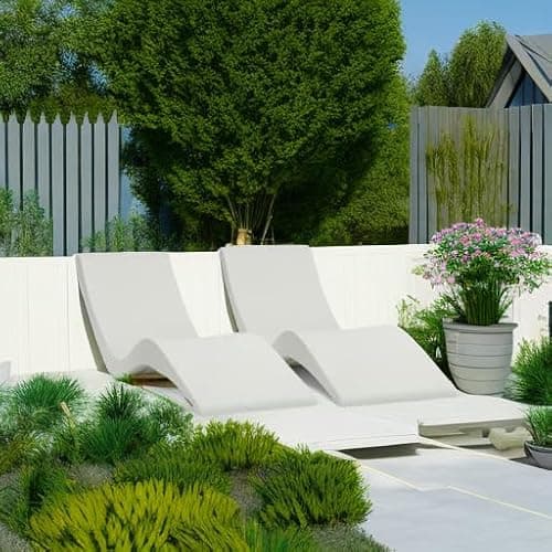 Aqua Outdoors Pool Chaise Lounge Chairs for Ledge & Shelf, Water-Weighted Pool Lounger for Depths Up to 9”, No Screw Plugs & Tools Needed, White Granite Ledge Lounger, Set of 2 6