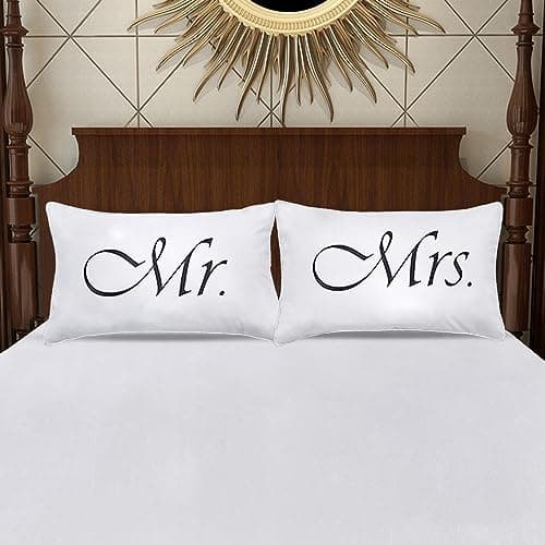 DasyFly 2PCS Mr and Mrs Pillow Cases,His and Hers Couples Pillowcases,Romantic Anniversary Engagement Christmas Wedding Gifts for The Couple,Bride Shower Gifts Ideas 7