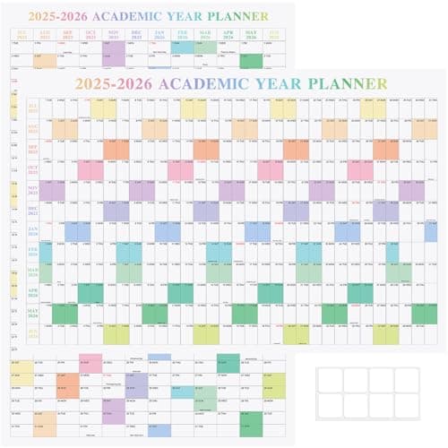 24" x 36" Exellewis 2025-2026 Academic Wall Calendar, July 2025 to June 2026, Folded Large Yearly Planner 12 Months, 2-Sided Reversible Horizontal/Vertical School Office Business Year Calendar