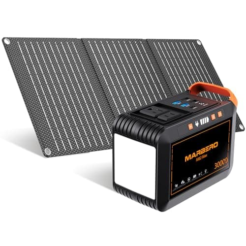 MARBERO 111Wh Solar Generator with Solar Panel Included Portable Power Station 120W with Foldable Panel 30W Set for Camping Outdoor Hiking Fishing Emergency