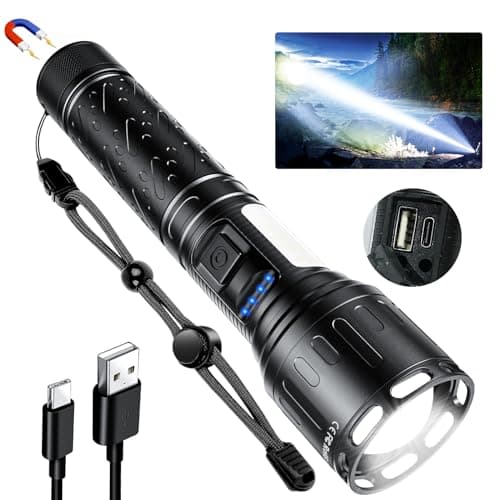 MOREVAC Flashlights High Lumens Rechargeable- Super Bright Tactical Magnetic LED Flash Light with 8 Modes,COB Work Light,Waterproof,Power Handheld Flashlight for Emergency,Hurricane,Hiking