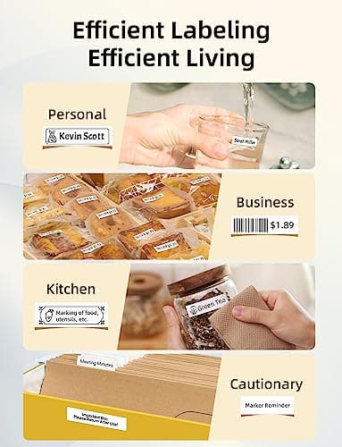 Makeid Label Maker Machine with Tape - Compatible with 9/12/16mm Waterproof Tape, Portable & Rechargeable with Built-in Cutter Wireless Label Printer Compatible with Android & iOS Devices 6