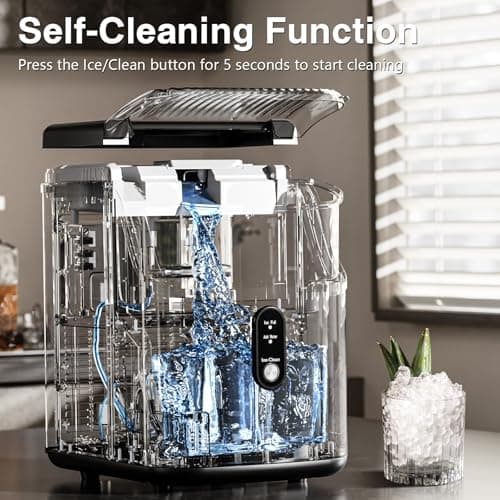 Antarctic Star Nugget Ice Makers Countertop, Pebble Ice Machine with Chewable Pellet Ice, 34Lbs/24H, Self-Cleaning, Sonic Ice, One-Click Operation, for Kitchen,Office Stainless Steel Silver 5