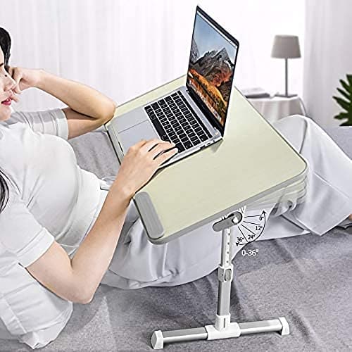 Amazon Basics Portable Foldable Adjustable Laptop Stand Tray Table Lap Desk for Bed and Couch, Fits up to 17-Inch Laptop, 12"x20", Cream 7