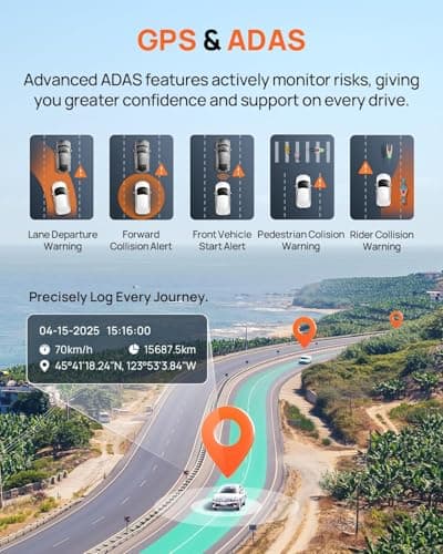 70mai 4K Dash Cam Front and Rear, Built in Wi-Fi 6 & GPS Car Camera, Super Night Vision, ADAS, 3'' IPS Screen, 24H Parking Mode, Time-Lapse, Loop Recording, with 128GB Card (A800SE) 7