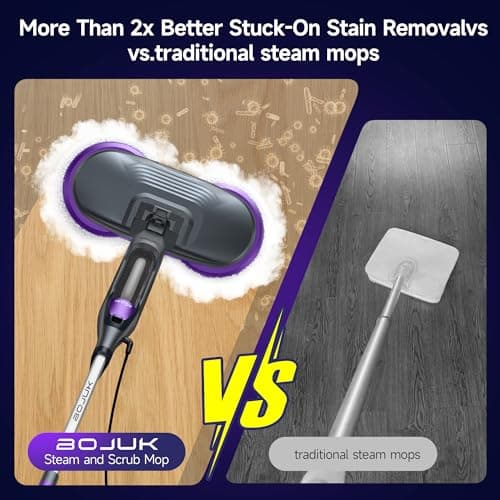 BOJUK Scrubbing Steam Mop, 4 Cleaning Modes & LED Headlights, Steam Mops for Floor Cleaning 6