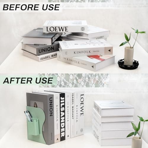 TAKORUY Adjustable Bookends, Desktop Bookshelf, Book Ends for Shelves, Book Ends for Heavy Books, Magazine Holder (Green) 6