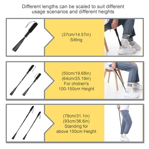 Fanwer Metal Shoe Horn Long Handle For Seniors,14"-37" Adjustable Shoehorns for Men and Women 5