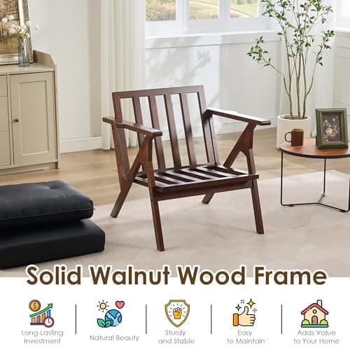 STHOUYN Black Leather Office Accent Chair Set of 2, Office Lounge Chair with Wooden Arms, Mid Century Modern Chair, Side Arm Chairs for Living Room, Comfy Guest Waiting Room Chairs (2, Black) 7