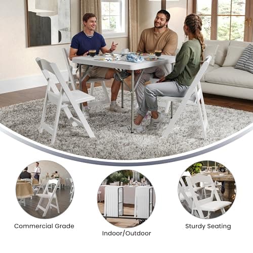 Flash Furniture Hercules™ Series Folding Chair - White Resin - 1000LB Weight Capacity Comfortable Event Chair - Light Weight Folding Chair 5