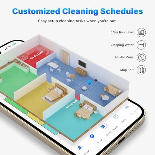 Tikom Robot Vacuum and Mop, L8000 Laser LiDAR Navigation Robotic Vacuum, 150Mins Max, 45dB, 14 No-Go Zones, 20 Virtual Walls, Self-Charging, Good for Pet Hair, Carpet, Hard Floor, White 5