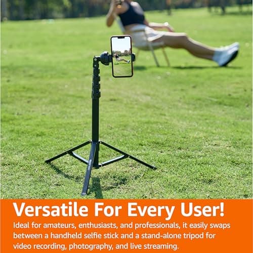 Amazon Basics 64-inch Extendable Tripod for iPhones and Smartphones, Selfie Stick Mode and Phone Tripod Mode, Black 6