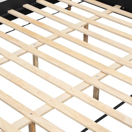 Christopher Knight Home Hazel King Size Bed Frame, Upholstered Platform Bed, Soft Boucle Wingback Headboard, Wood Bed Support and Slats, Curved-Shaped Headboard King Beds for Adult, 45.60" H White 10