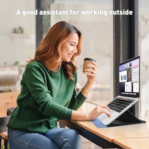 AboveTEK Portable Tablet Stand - Foldable & Ergonomic iPad Holder with 4 Viewing Angles, Patented Design Wallet Style Travel Stand for Tablets/Laptops/Phones (Blue) 8