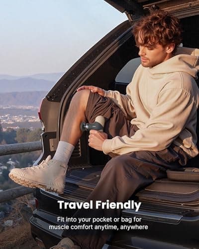 RENPHO Mini Thermal Massage Gun with Heat, Portable Deep Tissue Percussion Massager with 4 Heads for Neck & Back Comfort, Ultra-Quiet Operation for Home, Office & Travel, Includes Compact Carry Case 5