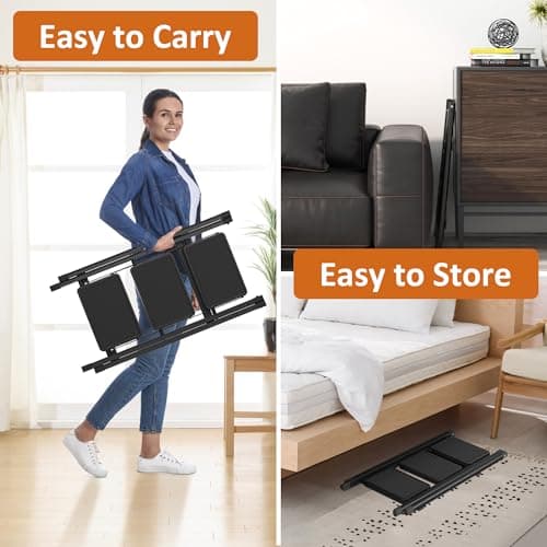 3 Step Folding Ladder, Heavy Duty 3 Step Foldable Ladder Step Stool for Adults with Wide Anti-Slip Pedal, 350LBS Sturdy Steel Ladder Kitchen Ladder Closet Step Stool Ladder Library Ladder, Black 6