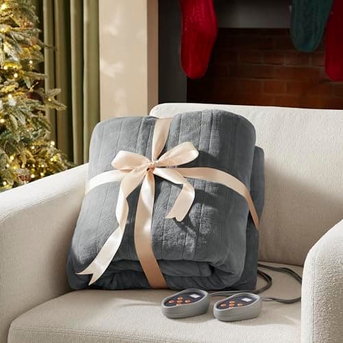 Beautyrest Heated Blanket, Electric Blanket, Soft, Warm, Reversible Plush - Sherpa Heating Blanket with 20 Heat Settings, 1-10 hrs Timer Auto Shut Off, Machine Washable, Queen (90 inx84 in), Grey 8