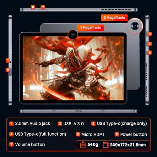 Tylvx 2-in-1 Tablet Win 11-10.1" Touchscreen PC, Intel m3 8100Y up to 3.4GHz, 12GB RAM 256GB SSD, with Stylus & Case for Home, Business, Students, Digital Sketching 9