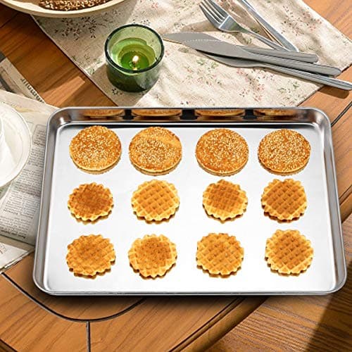 Wildone Baking Sheet Set of 3, Stainless Steel Cookie Sheet Cooking Sheet Pan for Baking & Roasting, 9/12/16 Inch, Non Toxic & Heavy Duty & Easy Clean 6