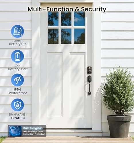 Veise KS02A Fingerprint Keyless Entry Door Lock, Auto Lock, Electronic Keypad Deadbolt for Front Door, Biometric, Anti-Peeping Password, Easy Install, Oil Rubbed Bronze 5