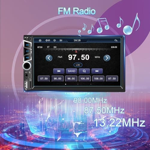 Wireless Apple Carplay 7 inch Double Din Car Stereo,IPS Touchscreen,Bluetooth 5.2,FM Car Radio,Bakcup Camera,Subwoofer Ports, Audio Receiver,Android Auto,Type-C/USB Fast Charging,GPS Navigation 7