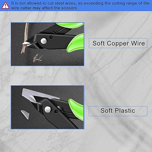 NICE-POWER Micro Wire Cutters, 5 inch 170 Mini Flush cutters, Nippers, Shear Cutters,Wire Snips, Small Side Cutters for Electronics Crafts Jewelry,Floral Art Scissors Nippers(2 Pack) 5