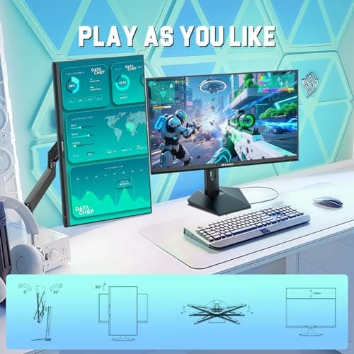 SANSUI Gaming Monitor 27" 1440P 200Hz 180Hz WQHD 2560×1440-AMD FreeSync 1ms DCI-P3 95% Fast IPS Computer Monitor,Height Adjustable Vertical/Horizontal Rotating, 2×DisplayPort/HDMI 丨HDR丨Low Motion Blur 7