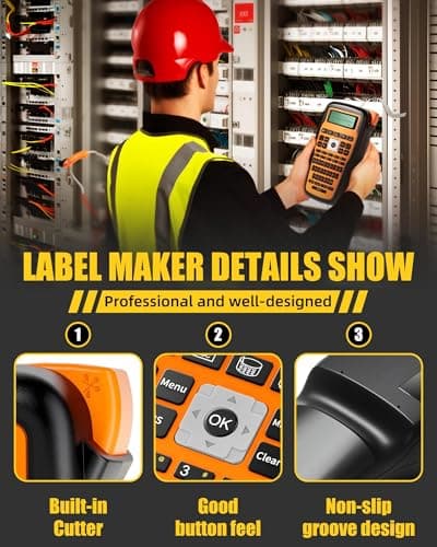 VolenGo Label Maker Machine with-Tape, Heat Shrink Label Maker Waterproof-Labels, Wire Cable label Maker, E1000 Labeler Machine with-Tape 12mm Laminated Handheld Labeling Machine for Industrial Office 5