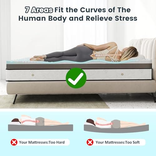 EnHomee 3 Inch Twin Mattress Topper, 7-Zone Memory Foam Mattress Topper with Cooling Gel, CertiPUR-US Certified for Pressure Relief & Enhanced Sleep Comfort 5