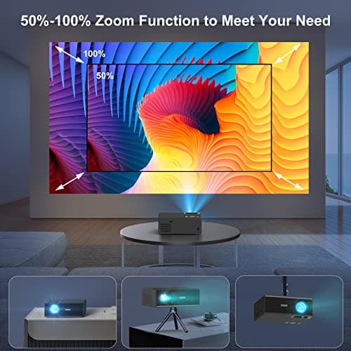 【400ANSI High Brightness】Projector with 5G WiFi and Bluetooth, Upgrade Outdoor Movie Projector 4K Supported, Max 300" Zoom, Home Theater Projector Compatible w/HDMI/USB/Phone/Laptop/TV Stick 8