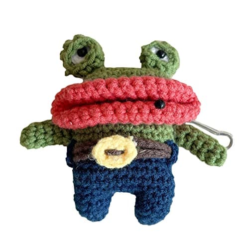 Yatchen Plush Case for AirPods 3, Kawaii Cute 3D Cartoon Fur Sausage Mouth Frog Design Funny for AirPods 3rd Generation Cover with Keychain Protective Case for Women Girls