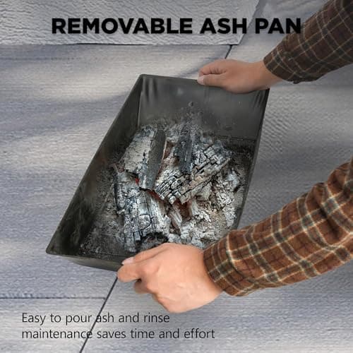 Red Mountain Valley 37" Fire Pits with Wood Storage for Outside, Large Wood Burning Outdoor Fireplace with Chimney, Mesh Spark Screen & Fire Poker, Idea for Backyard, Patio, Party, Camping, Picnic 5