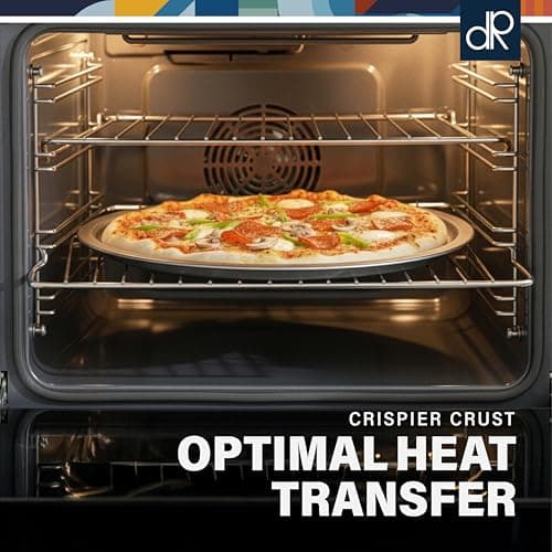 DecorRack 13 Inch Alloy Steel Pizza Pan, Non-Stick Coating, Serving Tray, Round Baking Tray for Oven Use (2 Pack) 5