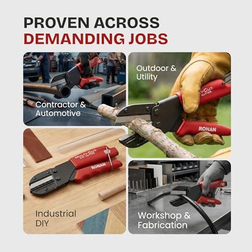 Ronan Multi-Cut Industrial Cutter – Heavy-Duty Blade for Plastic, Rubber, Wood, Leather & More – Replaceable Blades, Safety Lock, Ergonomic Grip, 3 Extra Blades Included 7