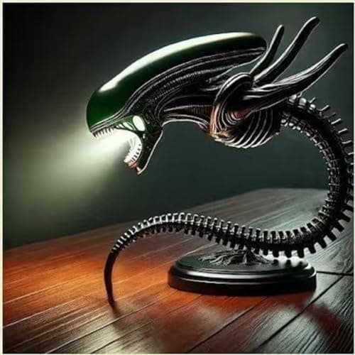 JRPLXIML Alien Lamp LED Small Night Light Alien Desk Lamp Light Fixture, Alien Lights Collectible Movie-Inspired Design Xenomorph, Black Alien Lamps (B-Dragon) USB
