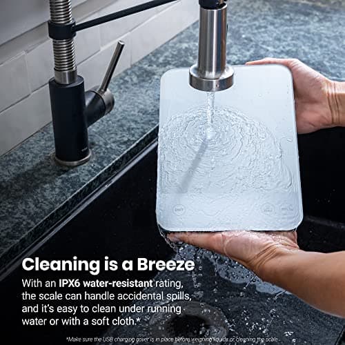 Etekcity Food Kitchen Scale, 22lb Digital Weight Scale Grams and Ounces Rechargeable Waterproof Tool for Weight Loss, Cooking, Baking, Meat, Bread, Large 0.05oz/1g Accuracy 5