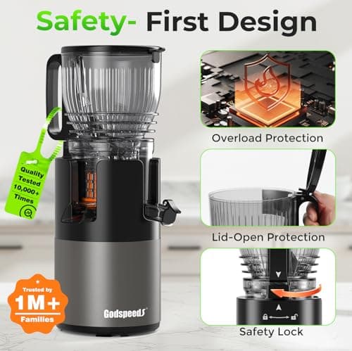 Godspeeds Juicer Machines with 5.8" Large Feed Chute, Slow Masticating Cold Press Juicer for Whole Fruits & Vegetables, Easy to Clean Design, High Juice Yield Home Juicer for Daily Wellness 7