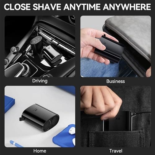 ENCHEN Mini Electric Shaver for Men, Portable Magnetic Dual-Head Rotary Pocket Electric Razor for Face, IPX7 Waterproof Wet & Dry, USB-C Rechargeable for Home, Car, Travel, K8,Black 6